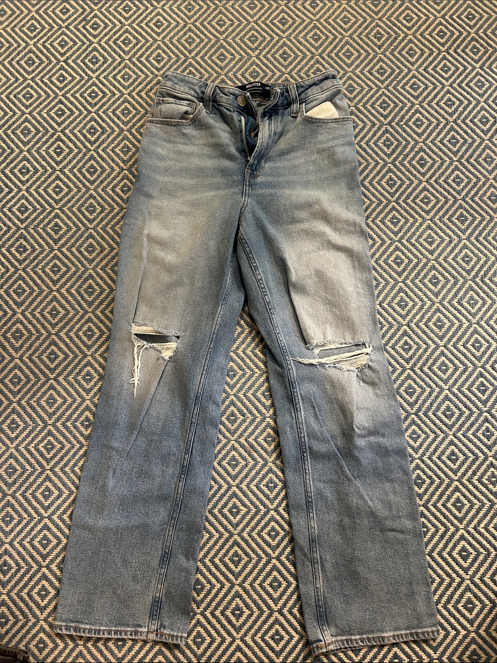 Hollister Light Blue Distressed Straight-Leg Jeans